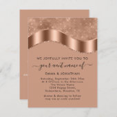 Carte Mariage Événement Mariée Code QR Rose Frontière or (Devant / Derrière)