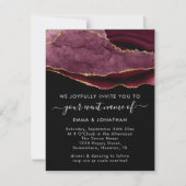 Carte Mariage événement QR Code Black Burgundy Marsala G (Devant)