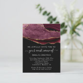 Carte Mariage événement QR Code Black Burgundy Marsala G (Debout devant)