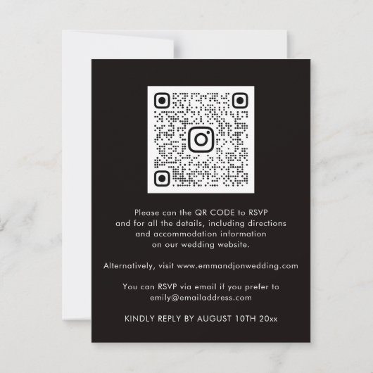 Carte Mariage événement QR Code Black Burgundy Marsala G (Dos)