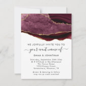 Carte Mariage événement QR Code Bourgogne Marsala Gold (Devant)