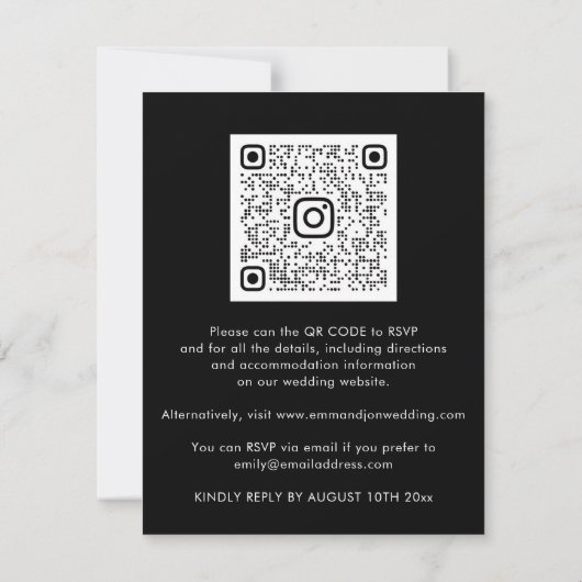 Carte Mariage événement QR Code Bourgogne Or Noir (Dos)
