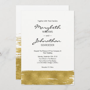 Carte Mariage Faux Gold Brushstroke