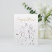 Carte Mariage Félicitations Blanc élégant (Debout devant)