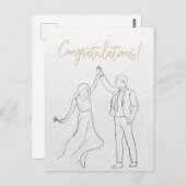 Carte Mariage Félicitations Blanc élégant (Devant / Derrière)