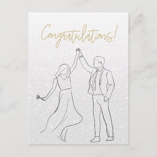 Carte Mariage Félicitations Blanc élégant (Devant)