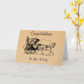 Carte Mariage Félicitations Cheval Et Buggy (Fleur jaune)