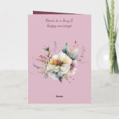 Carte Mariage Félicitations couple rose floral (Dos)