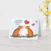 Carte Mariage Félicitations Deux Foxes Heart Ballon (Fleur jaune)