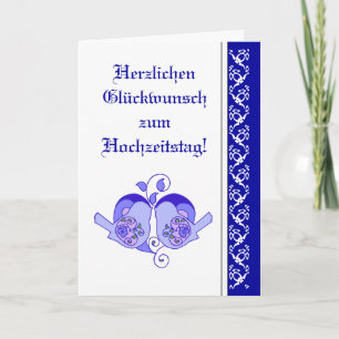 Carte Mariage Félicitations Floral Heart Bird Allemand