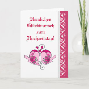 Carte Mariage Félicitations Floral Heart Bird Allemand