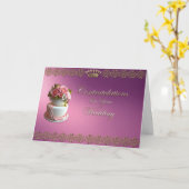 Carte Mariage Félicitations Royal Purple Gold Trim (Fleur jaune)