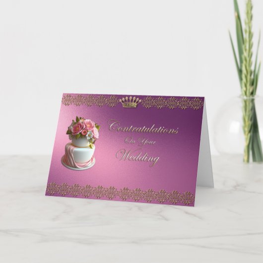 Carte Mariage Félicitations Royal Purple Gold Trim (Devant)