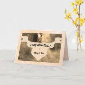 Carte Mariage Félicitations Sepia Bride et Groom (Fleur jaune)