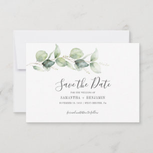 Carte Mariage Feuillage Botanique Eucalyptus Enregistrez