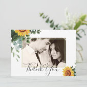 Carte Mariage Feuille des tournesols rustiques Eucalyptu (Debout devant)