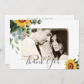 Carte Mariage Feuille des tournesols rustiques Eucalyptu (Devant / Derrière)