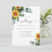 Carte Mariage Feuille des tournesols rustiques Eucalyptu (Debout devant)