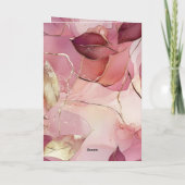 Carte Mariage Feuilles D'or Bourgogne Rose Blush (Dos)
