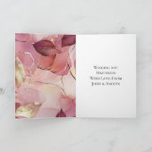 Carte Mariage Feuilles D'or Bourgogne Rose Blush (Intérieur)