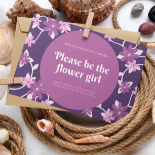 Carte Mariage fille violette rose illustrée