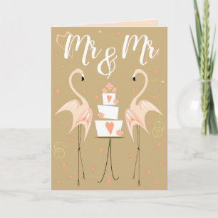 Carte Mariage Flamant M & M Texte rose à l'intérieur