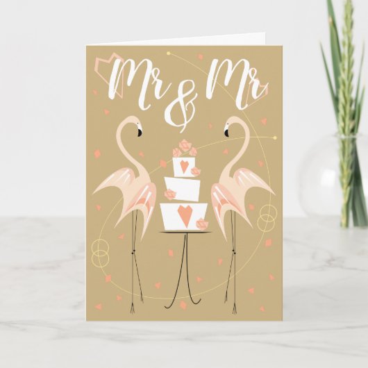 Carte Mariage Flamingo Texte Mr & Mme (Devant)