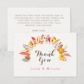 Carte Mariage Fleur de Boho Orange Violet Feuillage (Devant / Derrière)