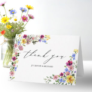 Carte Mariage Fleur sauvage Boho Merci