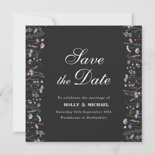 Carte Mariage fleur sauvage Enregistrer la date WF1 (Devant)