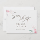 Carte Mariage Fleur Simple Élégant Enregistrer La Date (Devant)