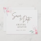 Carte Mariage Fleur Simple Élégant Enregistrer La Date (Devant / Derrière)