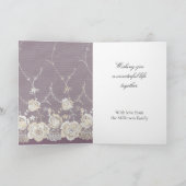 Carte Mariage Fleurie en Dentelle Crème Blanche Violet R (Intérieur)