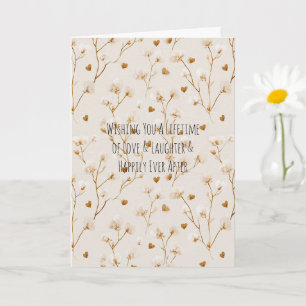 Carte Mariage Fleurs de cœur brun rose Shower de mariage