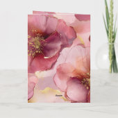 Carte Mariage Fleurs Rose Foncé Doré (Dos)