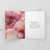 Carte Mariage Fleurs Rose Poudré Bourgogne Or (Intérieur)