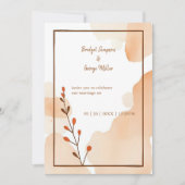 Carte mariage floral abstrait brun (Devant)