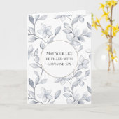 Carte Mariage floral blanc argenté romantique (Fleur jaune)