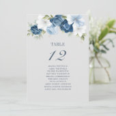 Carte Mariage Floral Blanc Bleu (Debout devant)