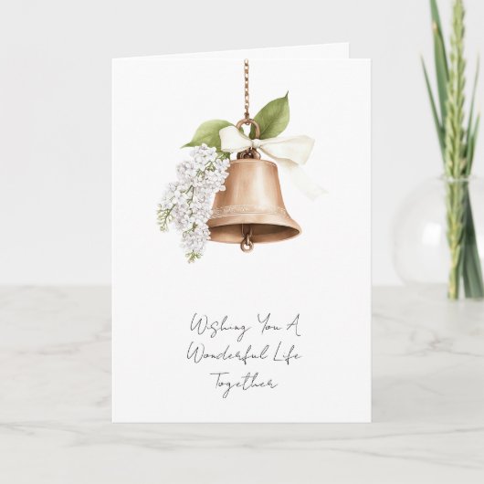 Carte Mariage floral blanc de Bell or rustique (Devant)