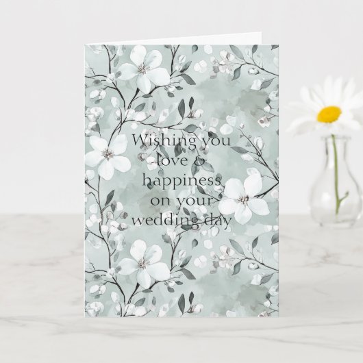 Carte Mariage floral blanc gris chic (Petite plante)