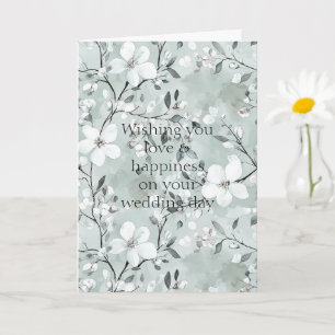 Carte Mariage floral blanc gris chic