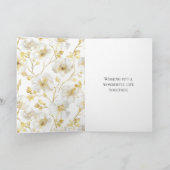Carte Mariage floral blanc or romantique (Intérieur)
