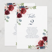 Carte Mariage floral de Bourgogne Numéro du tableau (Devant / Derrière)