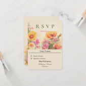 Carte Mariage floral de l'aquarelle de printemps (Devant/Arrière en situation)