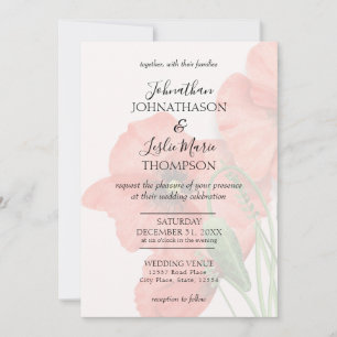 Carte Mariage floral de pavot V2