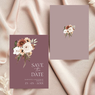 Carte Mariage floral de Pêche violette rustique Enregist