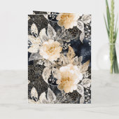 Carte Mariage floral Léopard blanc de Pêche noire (Dos)