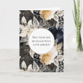 Carte Mariage floral Léopard blanc de Pêche noire (Devant)