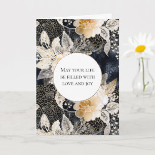 Carte Mariage floral Léopard blanc de Pêche noire